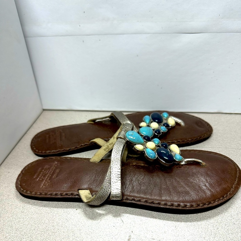 Abercrombie fitch womens 7.5 leather flats with beads, Bin#2